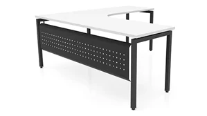 L Shaped Desk Shells PBD Furniture 72in x 72in Curve Corner L-Desk with Modesty Panel
