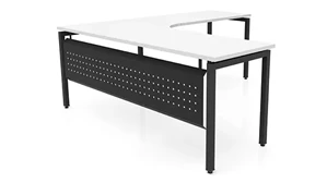 L Shaped Desks PBD Furniture 72in x 84in Curve Corner L-Desk with Modesty Panel 