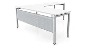 L Shaped Desk Shells PBD Furniture 72in x 78in Curve Corner L-Desk with Modesty Panel 