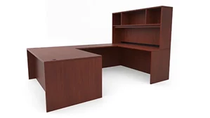 U Shaped Desks with Hutch PBD Furniture 72in x 107in U-Desk with Open Hutch
