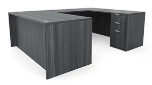 U Shaped Double Pedestal Desks PBD Furniture 60in x 89in Double Pedestal U-Desk