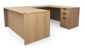 U Shaped Double Pedestal Desks PBD Furniture 60in x 89in Double Pedestal U-Desk 