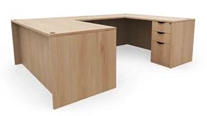 U Shaped Double Pedestal Desks PBD Furniture 66in x 96in Double Pedestal U-Desk