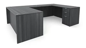U Shaped Double Pedestal Desks PBD Furniture 60in x 101in Double Pedestal U-Desk 