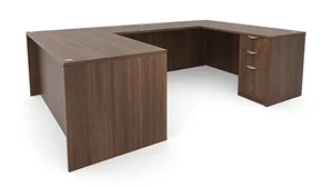 U Shaped Double Pedestal Desks PBD Furniture 60in x 101in Double Pedestal U-Desk 