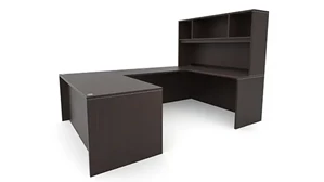 U Shaped Desks with Hutch PBD Furniture U-Shaped Desk 60in x 101in with Open Hutch