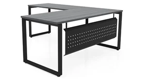 L Shaped Desk Shells PBD Furniture 66in x 78in Beveled Loop Leg L-Desk with Modesty Panel