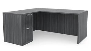 L Shaped Single Pedestal Desks PBD Furniture L-Shaped Desk 60in x 60in Single Pedestal