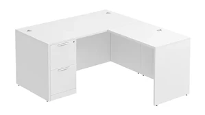 L Shaped Single Pedestal Desks PBD Furniture L-Desk 71in W x 60in D with 2 Drawer Pedestal