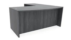 L Shaped Desk Shells PBD Furniture 66in x 77in Bow Front L-Shaped Desk