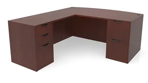 L Shaped Double Pedestal Desks PBD Furniture 72in x 76in Bow Front Double Pedestal L-Shaped Desk