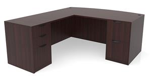 L Shaped Desks Office Source 66in x 70in Bow Front Double Pedestal L Shaped Desk