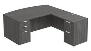 L Shaped Double Pedestal Desks Performance Bush Furniture 66in x 77in Bow Front Double Pedestal L-Shaped Desk