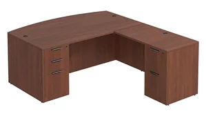 L Shaped Double Pedestal Desks Performance Bush Furniture 66in x 70in Bow Front Double Pedestal L Shaped Desk