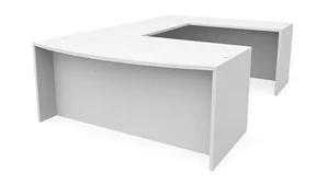 U Shaped Desk Shells PBD Furniture 66in x 101in Bow Front U-Shaped Desk