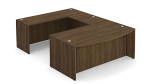 U Shaped Desk Shells PBD Furniture 66in x 106in Bow Front U-Shaped Desk