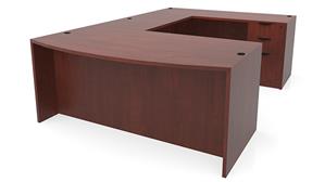 U Shaped Desks Office Source 66in x 94in Bow Front Double Pedestal U-Shaped Desk