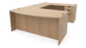 U Shaped Double Pedestal Desks PBD Furniture 66in x 106in Bow Front Double Pedestal U-Shaped Desk