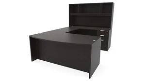 U Shaped Desks with Hutch PBD Furniture 72in x 112in Bow Front Double Pedestal U-Shaped Desk with Hutch