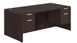 Stand-Alone Double Pedestal Desks PBD Furniture PL Series Desk 66in W x 30in D with 2 Double Hanging Pedestals