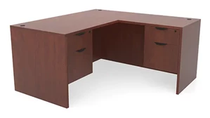L Shaped Double Pedestal Desks PBD Furniture L-Shaped Desk 60in x 72in Double Hanging Pedestal