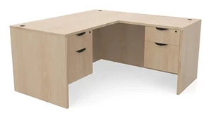 L Shaped Double Pedestal Desks PBD Furniture 72in x 77in Double Hanging Pedestal L-Shaped Desk