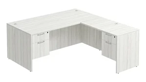 L Shaped Double Pedestal Desks PBD Furniture L-Desk 71in W x 84in D with Double Hanging Pedestals