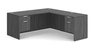 L Shaped Double Pedestal Desks PBD Furniture L-Shaped Desk 72in x 77in Double Hanging Pedestal