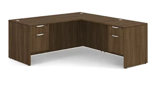 L Shaped Double Pedestal Desks PBD Furniture L-Shaped Desk 72in x 77in Double Hanging Pedestal