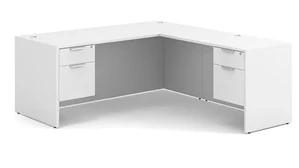 L Shaped Double Pedestal Desks PBD Furniture L-Shaped Desk 72in x 77in Double Hanging Pedestal