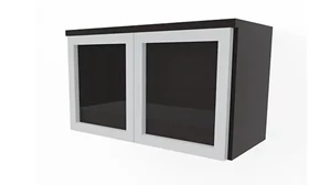 Desk Hutches PBD Furniture 36in Wall Mount Hutch with Silver Framed Glass Doors