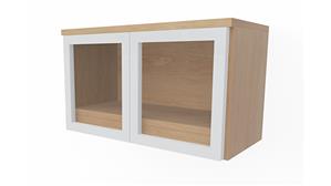 Desk Hutches PBD Furniture 36in Wall Mount Hutch with Silver Framed Glass Doors