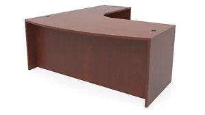 L Shaped Desk Shells PBD Furniture 72in x 90in Curved Corner Bow Front L-Desk
