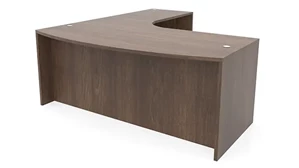 L Shaped Desk Shells PBD Furniture 72in x 90in Curved Corner Bow Front L-Desk