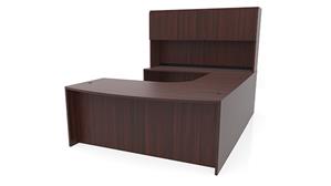 U Shaped Desks with Hutch PBD Furniture 72in x 112in Curved Bow Front U-Desk with Hutch