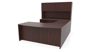 U Shaped Desks with Hutch PBD Furniture 72in x 112in Curved Bow Front U-Desk with Hutch