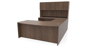 U Shaped Desks with Hutch PBD Furniture 72in x 112in Curved Bow Front U-Desk with Hutch
