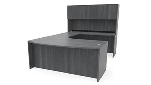 U Shaped Desks with Hutch PBD Furniture 72in x 107in Curved Bow Front U-Desk with Hutch