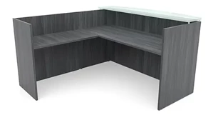 Reception Desks - L Shaped Performance Bush Furniture 72in x 72in L-Shaped Reception Desk Only with Glass Transaction Counter