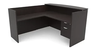 Reception Desks - L Shaped PBD Furniture 72in x 72in L-Shaped Reception Desk Single Hanging Pedestal with Laminate Transaction Counter
