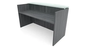 Reception Stand-Alone Desk Performance Bush Furniture 72in x 30in Reception Desk with Glass Transaction Counter