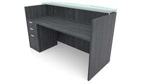 Reception Stand-Alone Desk PBD Furniture 72in x 30in Single Pedestal Reception Desk with Glass Transaction Counter