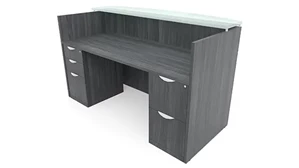 Reception Stand-Alone Desk PBD Furniture Reception Desk 72in x 30in Double Pedestal with Glass