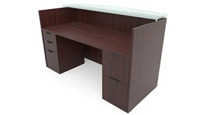 Reception Stand-Alone Desk PBD Furniture 72in x 30in Double Pedestal Reception Desk with Glass Transaction Counter