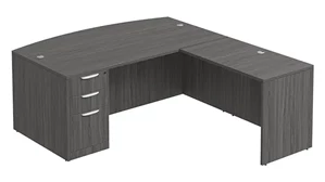 L Shaped Single Pedestal Desks Performance Bush Furniture 66in x 77in Bow Front L-Desk Single Pedestal