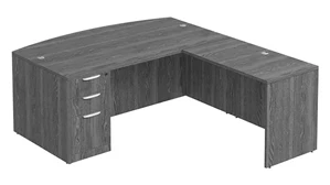 L Shaped Single Pedestal Desks Performance Bush Furniture 66in x 77in Bow Front L-Desk Single Pedestal