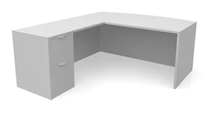 L Shaped Single Pedestal Desks PBD Furniture 72in x 83in Bow Front L-Desk Single Pedestal