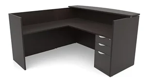 Reception Desks - L Shaped PBD Furniture 72in x 72in L-Shaped Reception Desk with Single Pedestal Laminate Transaction Counter