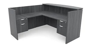Reception Desks - L Shaped Performance Bush Furniture L-Shape Double Hanging Pedestal Reception Desk