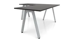 L Shaped Desk Shells PBD Furniture 60in x 72in Metal A-Leg L-Shaped Desk